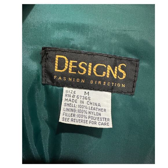 Vintage Designs Fashion Direction Green Leather Jacket Full Zip Sz Medium Womens - Picture 5 of 6